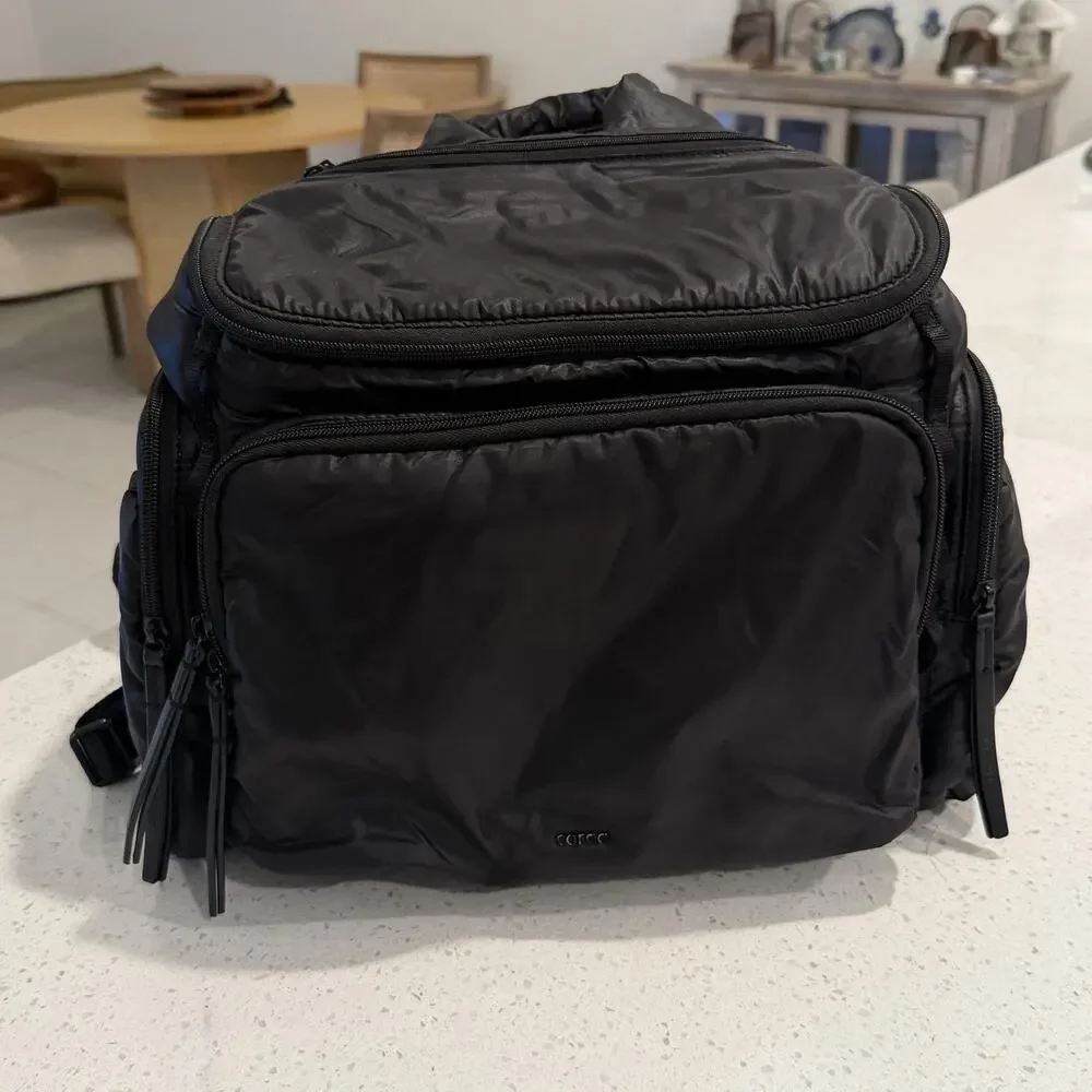 Caraa Baby Nylon Diaper Bag Backpack Insulated Bottle Pocket Travel in Black